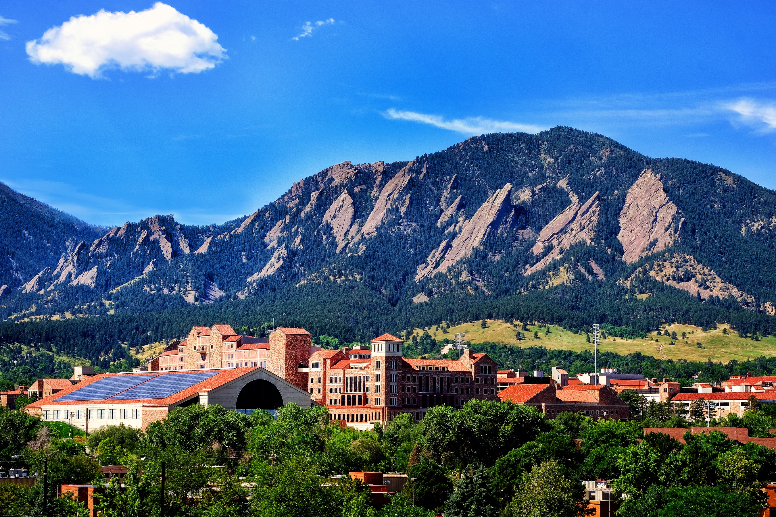University of Colorado Boulder campus beneath the Flatirons