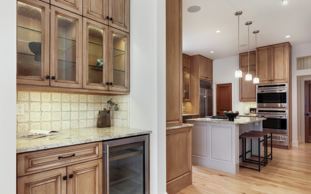 Gourmet kitchen with custom cabinetry