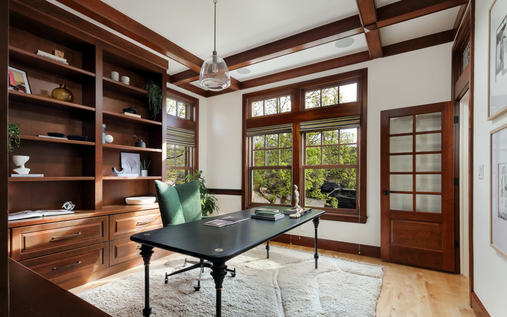 Dedicated office with built-in shelving